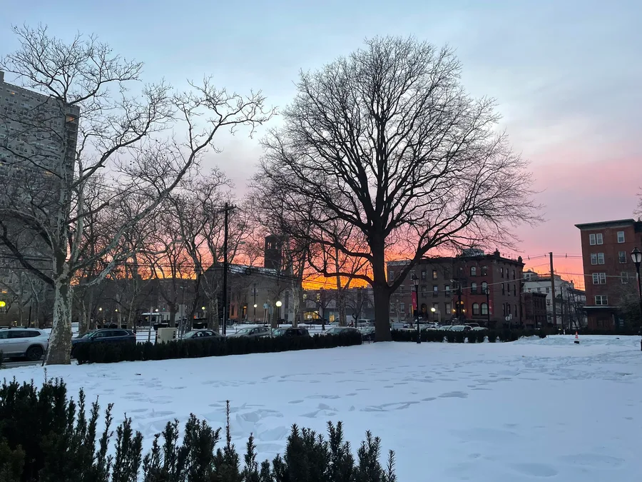 Sunset in the school
